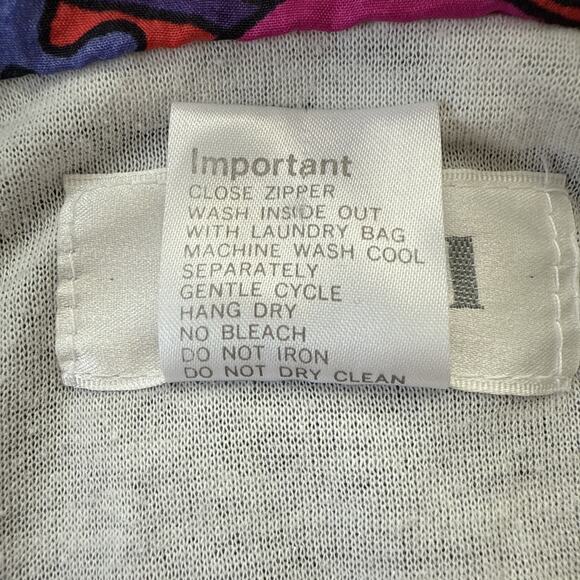 Vintage‎ Rafael Windbreaker Jacket Black Multi Abstract Print Rave Y2K Sz Medium - Picture 9 of 12